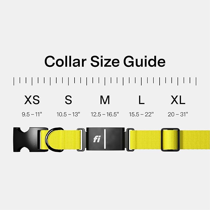 New Fi Series 3+ Smart Dog Tracker Collar [12 Month Membership Included] GPS Tracker for Dogs with Health & Behavior Monitoring, Escape Alerts, Waterproof, LED, Apple Watch Compatible -Yellow, X-Large