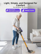 MONSGA Cordless Vacuum Cleaner, 45KPa 400W Stick Vacuum for Home, 50Mins Anti-Tangled Vacuum Cleaner with Charging Dock, Light-Weighted Handheld Vacuum for Pet Hair/Carpet/Floor (Gold&Purple)