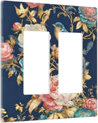 Bvtewkhz Floral Birds Morris 2 Gang Double Rocker Decorative Outlet Covers Light Switch Plate Electrical Receptacle Switchplate For Bathroom Kitchen Bedroom