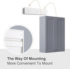 Bathroom Wall Cabinet, Over The Toilet Storage Cabinet, 19 x 27 inch Medicine Cabinet with Adjustable Shelves, Hanging Cabinet Grey for Bathroom, Living Room, Kitchen, Cupboard
