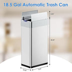 TLSUNNY 18.5 Gallon Automatic Trash Can, Stainless Steel Motion Sensor Garbage bin, Smart Trash Can W/Butterfly Lid, Bag Retainer Ring and Display Light for Living Room,Kitchen,Office (Silver, 70L)