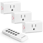 SURAIELEC Remote Control Outlet, Wireless Light Switch - 3 Outlets + 1 Remote, 15 AMP, 100FT Range, No Interference, Remote Light Switch Kit for Lamp, Fan, Christmas Tree Light, Household Appliance