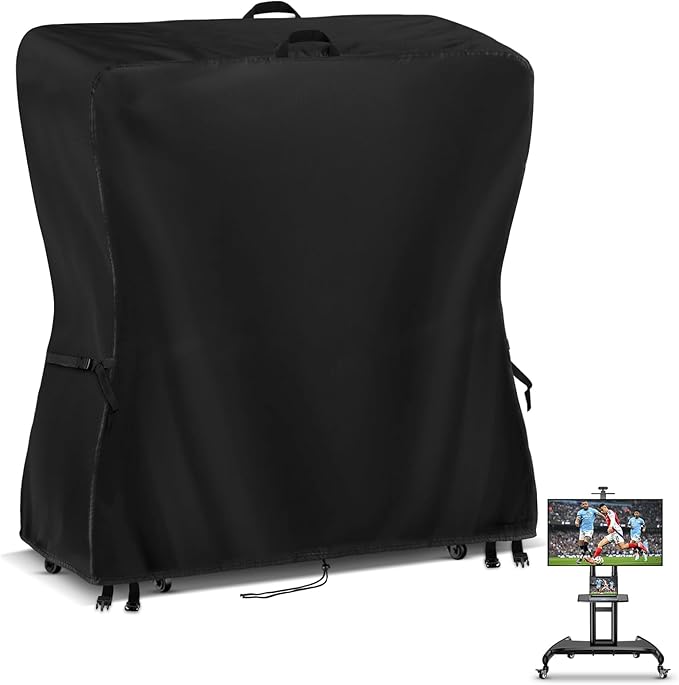 Hdenmist Outdoor TV Cover 55 Inch Weatherproof, Waterproof Outdoor TV Stand Covers for Rolling Mobile TV Stand Cart, Heavy Duty TV Screen Protector Covers for Outside-55”L x 14”W x 55” Inch(Black)