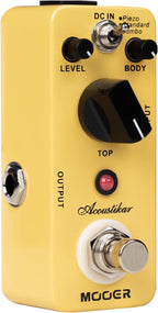 MOOER Acoustikar Acoustic Guitar Pedal Simulator Pedal, 3 Modes Piezo/Standard/Jumbo, Nature and Smooth Acoustic Guitar Sound