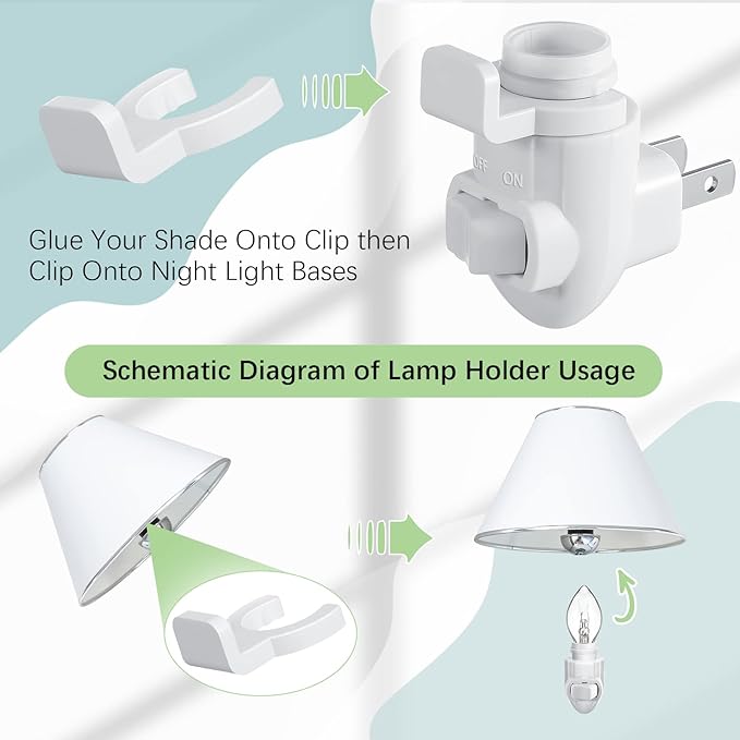 Tuanse 80 Sets Plug in Night Light Module White Night Light Base with Shade Mounting Clip Plastic Lights Rotating Base for Making Your Own Decorative