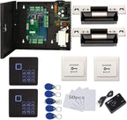 MENGQI-CONTROL IP Based 2 Doors Access Control Kit North American Strike Lock Keypad Reader Smart Keyless Lock System 110V Power Supply Box Phone APP Remote Open Door