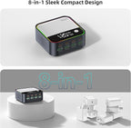 120W GaN USB C Charger Block Fast Charging, MultiPort USB Charging Station with Rainbow Gradient Light & LED Display for iPhone, Samsung Galaxy, iPad, Tablet, Laptop, Drones, Headphones
