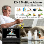 CAZOKASI Extra Large Impaired Vision Digital Alarm Clock with Day and Time for Elderly Calendar Clock Auto Dimmable Clock (10.1 Inch Black)