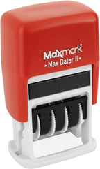 MaxMark Self-Inking Rubber Date Office Stamp with DEPOSITED Phrase & Date - RED Ink (Max Dater II), 12-Year Band