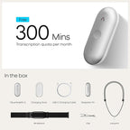 Plaud NotePin S AI Voice Recorder, Wearable AI Notetaker, AI Transcribe & Summarize, Support 112 Languages, 64GB Memory, Audio Recorder for Meetings Interviews with 4 Accessories, Silver