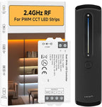 BTF-LIGHTING RC08RFB & C02RF Dual White RF 2.4GHz Wireless Tuya Controller Kit Dim Brightness/Color Temperature,Touch Slide Control for PWM (+ CW WW) 3PIN SMD FCOB CCT LED Strip DC5V DC12V DC24V