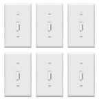 TG Toggle Dimmer Switch for LED, CFL, Incandescent Bulbs, Single-Pole or 3-Way, 2-Wire, No Neutral Required, Quiet Glide, UL-Listed, Wall Plate Included, White, 6-Pack