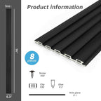 Art3d Slat Wall Panels, WPC Soundproof 3D Wall Paneling for Interior Wall Decor, TV Background, 8-Pack 96 x 6 in. Black