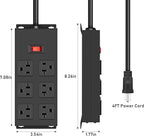 JUNNUJ Heavy Duty 20 Amp Power Strip, Garage 16 Outlets Metal 12 Gauge Surge Protector 3000J, High Amp 5-15P Adapter Shop 6-20R T-Slot Industrial Outlets (16AC, 4FT)