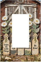 Bvtewkhz Rustic Daisy Barn Door Flowers 1 Gang Single Rocker Decorative Light Switch Covers Electrical Faceplate Switch Plates for Bathroom Kitchen Home