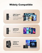 Rythflo Wireless Mini Microphone for Camera/iPhone/Android/iPad/Laptop, Lav Mic with Charging Case, AI Noise Reduction, 50H Battery, 230ft Range, Lavalier Microphone for Video Recording, YouTube, Vlog