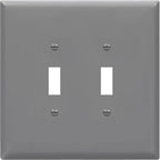 ENERLITES Jumbo Double Toggle Switch Cover, Two Gang Light Switch Wall Plate, Gloss Finish, Oversized 2-Gang 5.5" x 5.5", Unbreakable Polycarbonate Thermoplastic, UL Listed, 8812O-GY, Gray