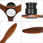 revoici 52Inch Wood Ceiling Fans with Lights and Remote Control, Indoor Outdoor Ceiling Fans Farmhouse, Low Profile Ceiling Fan with Light Timing 6 Speeds 3 Color Light Memory Lighting Reversible