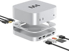 Akyyajaure Mac mini Hub: 10 in 1 Aluminum Stand & Dock for Mac mini M4 Pro with M.2 NVMe SSD Enclosure, 4K60hz HDMI, 10Gbps USB-A*2, SD/TF Card Readers, USB 2.0