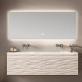 52IN Bathroom Vanity - Smart Defogging Mirror Cabinet | Waterproofing Technology & Wave Shaped Door Panel, Floating Bathroom Vanities with Large Storage Space (Mirror)