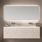 52IN Bathroom Vanity - Smart Defogging Mirror Cabinet | Waterproofing Technology & Wave Shaped Door Panel, Floating Bathroom Vanities with Large Storage Space (Mirror)