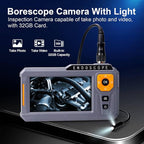 5‘’ Dual Lens Endoscope Camera with Light, 1080P Borescope Inspection Camera with Photo & Video, 7.9mm IP67 Waterproof Sewer with 7 LED Lights,16.5FT Semi-Rigid Cable, Built-in 32G Card