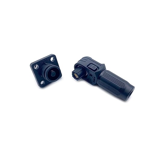 250A Battery Energy Storage Connector, 70mm² High Current Connectors IP67 Waterproof Stud Wiring Power Adapter Quick Plug Terminal Right Angle Plug and Socket (1500V Black)