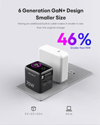 WOTOBEUS PD 70W/65W GaN USB-C Wall Charger with Retractable Cable & AI Digital Display - Travel Laptop Power Adapter, PPS 45W 25W Fast Charging for iPhone 17 16, iPad, MacBook, Galaxy S25, Pixel