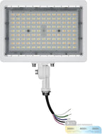 NUWATT 90W LED Flood Light, 3CCT 3000K/4000K/5000K Selectable, IP65 Waterproof Lighting, Adjustable Knuckle Mount, 12600LM, 0-10V Dimmable, 120-277V, Outdoor Security Floodlight for Yard, White, UL