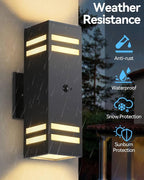 Zinola Motion Sensor Outdoor Lights 2 Pack, Modern Outdoor Wall Lights Black Exterior Lighting Fixtures, Square Motion Detector Lights for Outside, Waterproof Sconce for House Porch, Bulbs Included