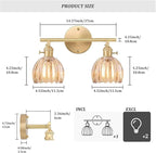 Shenmoyl Bathroom Light Fixtures, 2-Light Brass Vanity Wall Light Over Mirror with Amber Tulip Glass Shade for Bedroom Living Room (Bulb Not Included)