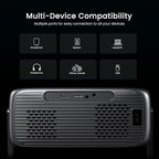 2000 ANSI Official Licensed Google TV Outdoor Projector 4K Full HD, Smart Projector with Wifi and Bluetooth, Auto Focus, Dolby Sound, Built-in Apps, HAPPRUN Indoor Home Theater with 270° Stand