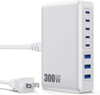 USB C Charger 300W USB C Charger Block 8-Ports GaN IV Fast Charging Station,PD 100W Laptop Charging Hub Wall Charge Adapter Compatible with MacBook/Air,DELL,Steam Desk,iPhone 16/15/14,Galaxy