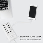 2 Pack 10-Ports USB Charger Station, Power Strips with Surge Protection，Smart USB Charger for Multiple Devices,Smart Watches ，Phones， Tablets for Home,Office,Travel(USB-A Port)