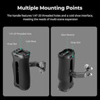 SmallRig Mini Side Handle with 1/4" -20 Screws for Camera Cage, Up and Down Adjustable, for Left or Right Hand, Ergonomic Camera Handle with Built-in Cold Shoe and Threaded Hole - 4756