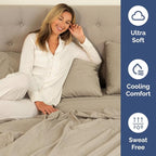 Split Head King Sheet Set – 4 Piece Flex Split Top King Sheets for Adjustable Beds - Fits 14” to 16" Mattress w/ Deep Pockets - Breathable & Cooling - Luxury Bedding and Wrinkle Free - Heathered Beige