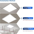 CycevSun 2x2 LED Drop Ceiling Lights Flat Panel Fixture, 0-10V Dimmable, 3000K 4000K 5000K Switchable, 20/30/40W Selectable, 120-277V, ETL Listed, 24 Pack