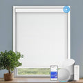 COOLWINDS Motorized Blinds with Remote Cordless Automatic Motorized Shades Custom Blinds for Windows Smart Curtains Compatible with Alexa Google Home(Light Filtering Jacquard White,W69 x H72in)