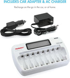 Tenergy TN162 8-Bay Smart LCD Battery Charger for Rechargeable AA/AAA NiMH/NiCd Batteries