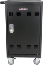 Aokleo 32 Devices Laptop Charging Cart with Password Lock,Tablet Storage Carts for Pad Up to 16.3" Screen,Classroom Computer Mobile Charging Station for Pads,Chromebooks,Laptops(Black - Password Lock)