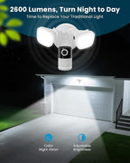 ieGeek Floodlight Camera, Outdoor Home Security Camera, 2K Wired Flood Light Camera Outdoor with Motion Sensor Cam, 2600 Lumens, Color Night Vision, 110dB Siren, 2 Way Audio, Compatible with Alexa