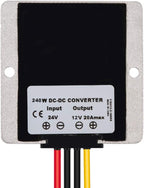MGGi Voltage Buck Converter Regulator DC 24V to DC 12V 20A 240W Waterproof Power Transformer, Voltage Reducer, High-Power Power Supply Module Buck Transformer, for Golf Cart, Forklifts, Car