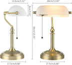 Newrays Traditional Glass Bankers Desk Lamp with Pull Chain Switch Plug in Fixture