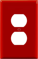 ENERLITES Duplex Receptacle Outlet Wall Plate, Electrical Outlet Cover, Mid-Size Size 1-Gang 4.88" x 3.11", Unbreakable Polycarbonate Thermoplastic, UL Listed, 8821M-R, Red