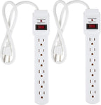 Amazon Basics Surge Protector Power Strip, 6-Outlet with 200J Protection, 2ft Extension Cord, Rectangle, White (2 Pack)