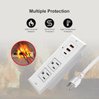 20W Recessed Power Strip USB C Fast Charge Desk Power Outlet Type C Flush Mounted Extension Power Plug for Conference Countertop Desktop Drawer Sofa ETL Listed (White)