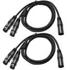 2 Pack XLR Splitter Cable,1 Maleto 2 Female, 5FT Stereo Mic to L&R Audio Y-Splitter Cable