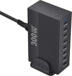 OHLOPL 300W 8-Port GaN PD3.1 Desktop Charging Station | Intelligent Power Allocation, Ideal for Office and Home, Safely Charges Laptops, Phones, Tablets, and Watches