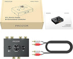 PROZOR RCA Stereo Audio Switcher - 2 in 1 Out R/L Stereo Audio Switch, 1 in 2 Out Stereo Audio Splitter with Mute Button and No External Power Required