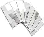 Vamos Tile Peel and Stick Backsplash Tile, 3''x6'' PVC Subway Tile, Stick on Backsplash for Kitchen/Bathroom/Fireplace,4-Piece Glossy Statury White with Dark Gray Grout